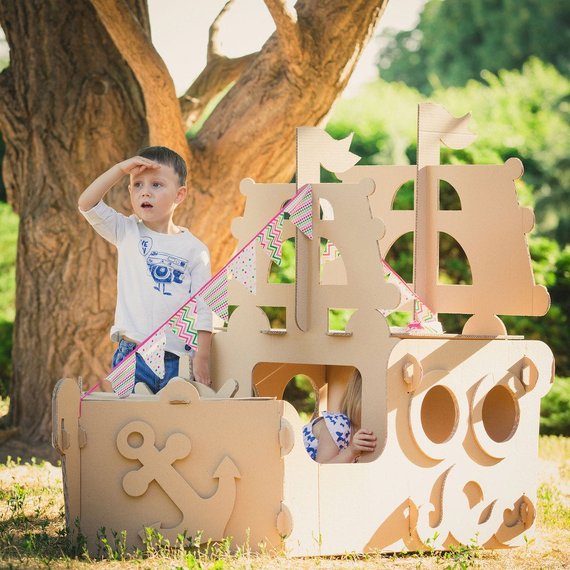 Shop Handmade Holiday Gift Guide:Cardboard Pirate Ship from Moms Manufacture Store