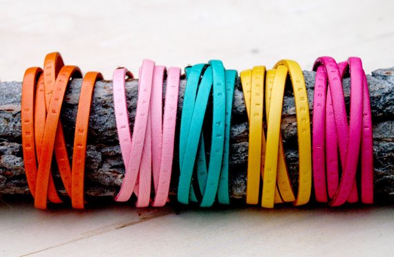 Shop Handmade Holiday Gift Guide: Handstamped Leather Bracelets from Luise Keller