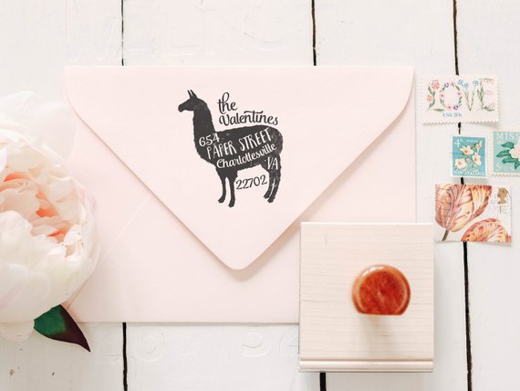 Shop Handmade Holiday Gift Guide:Llama Return Address Stamp from Paper Peach Shop