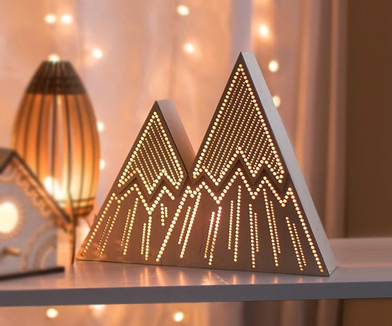 Shop Handmade Holiday Gift Guide: Mountain Night Light from Lighting By Sara
