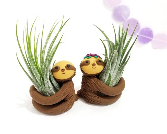 Shop Handmade Holiday Gift Guide: Sloth Air Plant Holder from FunUsual Suspects