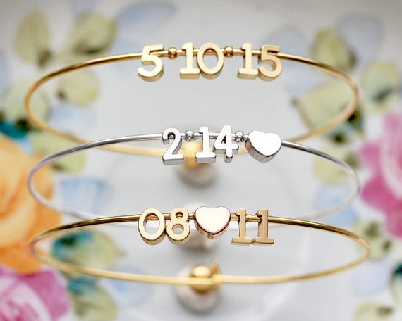 Shop Handmade Holiday Gift Guide: Special Date Bangle Bracelet from Tom Design 