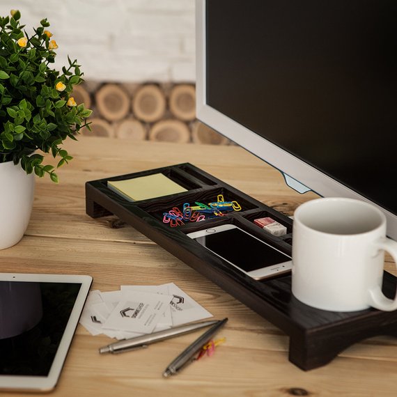 Shop Handmade Holiday Gift Guide: Wood Desk Organizer from Domik Shop