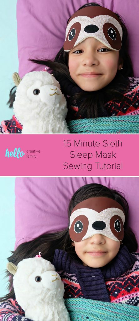 This might be the most fun Cricut Maker project ever! How adorable is this DIY Sloth Sleep Mask? This easy project only takes 15 minutes to make. Includes a step by step tutorial and cut file for cutting with your Cricut Maker or Cricut Explore! Would make adorable party favors for a sloth birthday slumber party! #Cricut #Sloth #Sewing #Craft