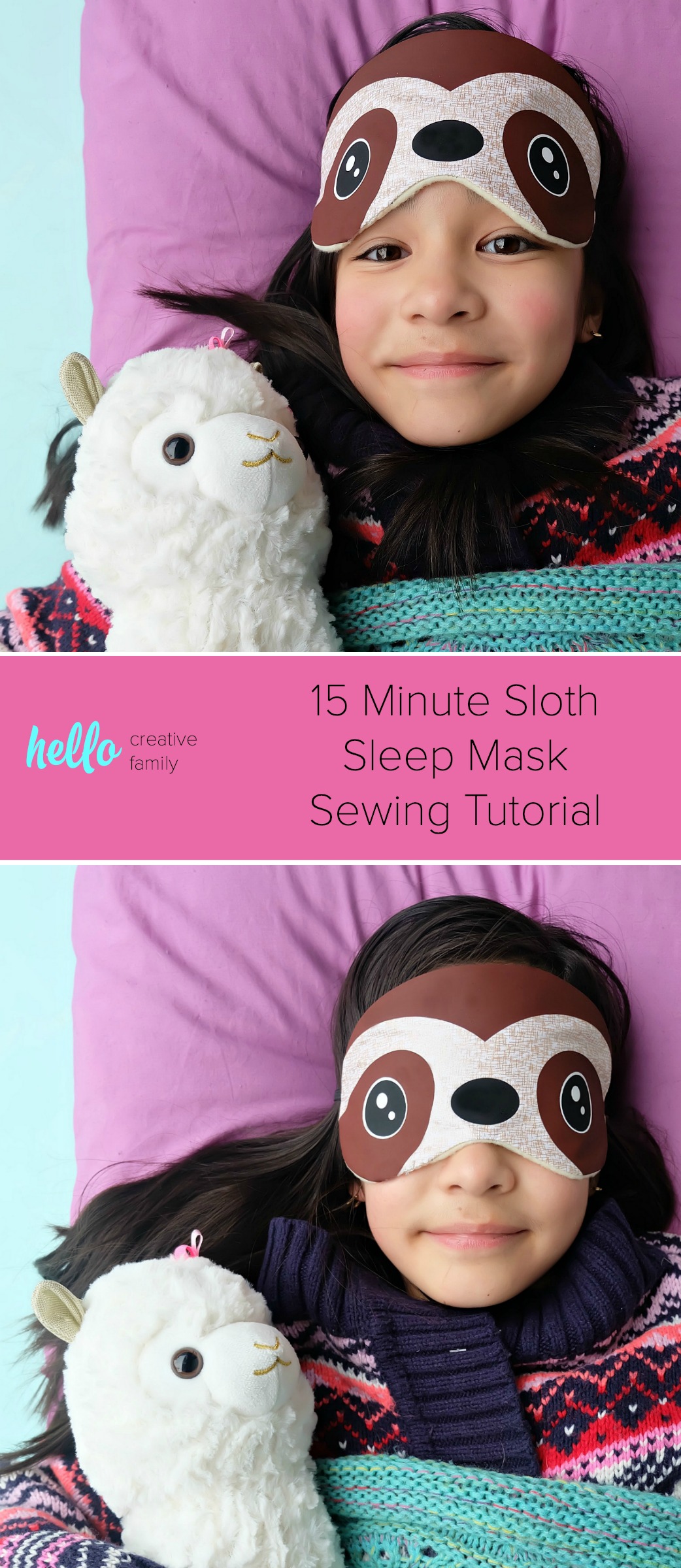 This DIY Sloth Sleep Mask is so stinking cute! Bonus you can make it in just 15 minutes using your Cricut Maker or Cricut Explore. Such a fun and easy Cricut Project! #Cricut #CricutProject #HandmadeGift #Sloth