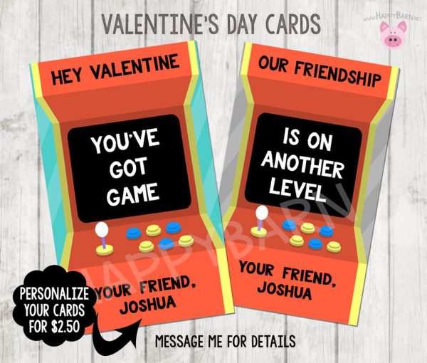 50+ Printable Valentines Day Cards: Arcade Game Printable Valentine Card from Happy Barn 