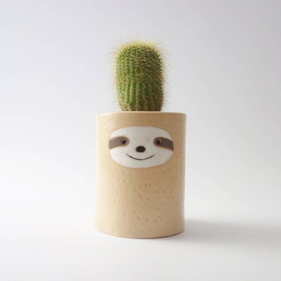 Sloth Crafts, Printables, SVG's DIY's, Food and Gift Ideas: Ceramic Sloth Planter from Minky Moo