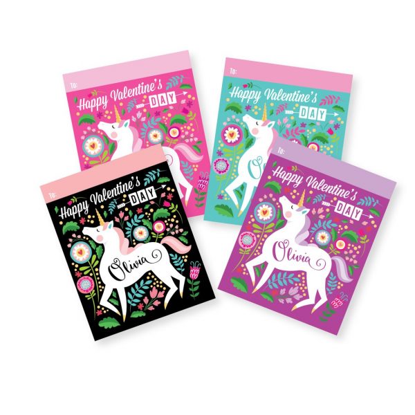 50+ Printable Valentines Day Cards: Custom Unicorn Printable Valentines from Crazy Fox Paper