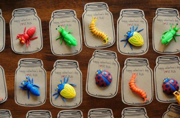 50+ Printable Valentines Day Cards: Love Bug Mason Jar Valentine With Toy Bugs Printable from Sasha Bella Designs