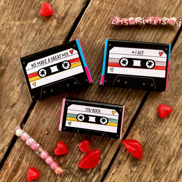 50+ Printable Valentines Day Cards: Mix Tape Candy Wrapper Valentine Printable from Chipper Studios