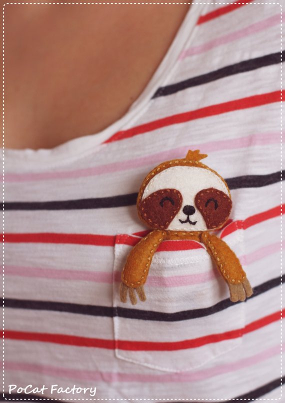 Sloth Crafts, Printables, SVG's DIY's, Food and Gift Ideas: Pocket Sloth from Po Cat Factory