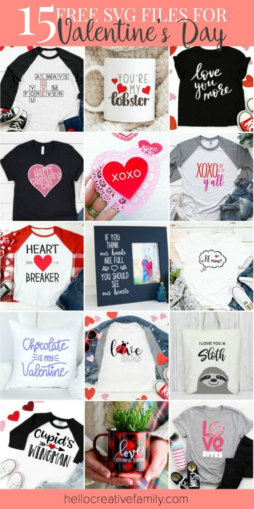 Pull out your Cricut or SIlhouette and start whipping up Valentine's Day handmade gifts and crafts! We are sharing 15 free Valentine's Day SVG Files including our own "Be Mine" cut file! Make an easy handmade gift or decorate for the holiday of love with a fun cutting machine project! #Valentine #ValentinesDay #Cricut #Silhouette #CricutProject #FreeSVG