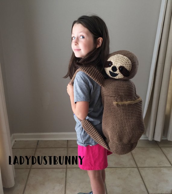 Sloth Crafts, Printables, SVG's DIY's, Food and Gift Ideas: Sloth Backpack Crochet Pattern from Lady Dust Bunny
