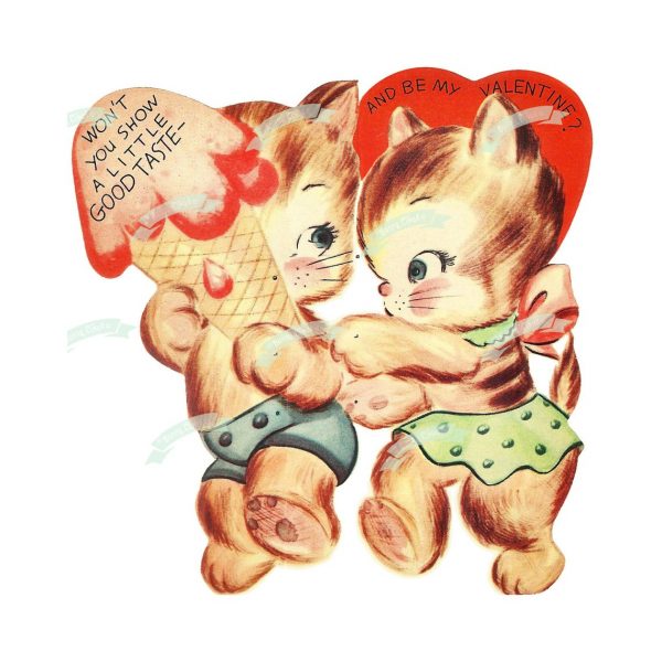 50+ Printable Valentines Day Cards: Vintage Kitty Cats Printable Valentine Card from The Bunny Cloud