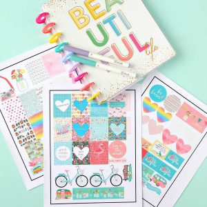 Love planners? Have a Cricut? We're sharing everything you need to know to make planner stickers with your Cricut. With this step by step tutorial we're sharing how easy it is to use the print and cut function in Cricut Design Space to create amazing custom and personalized planner stickers! Perfect for whether you use a Happy Planners, Bullet Journal, Lily Pulitzer or any other planner out there! #Planners #HappyPlanner #Cricut #BulletJournal #PlannerAccessories #PlannerAddict