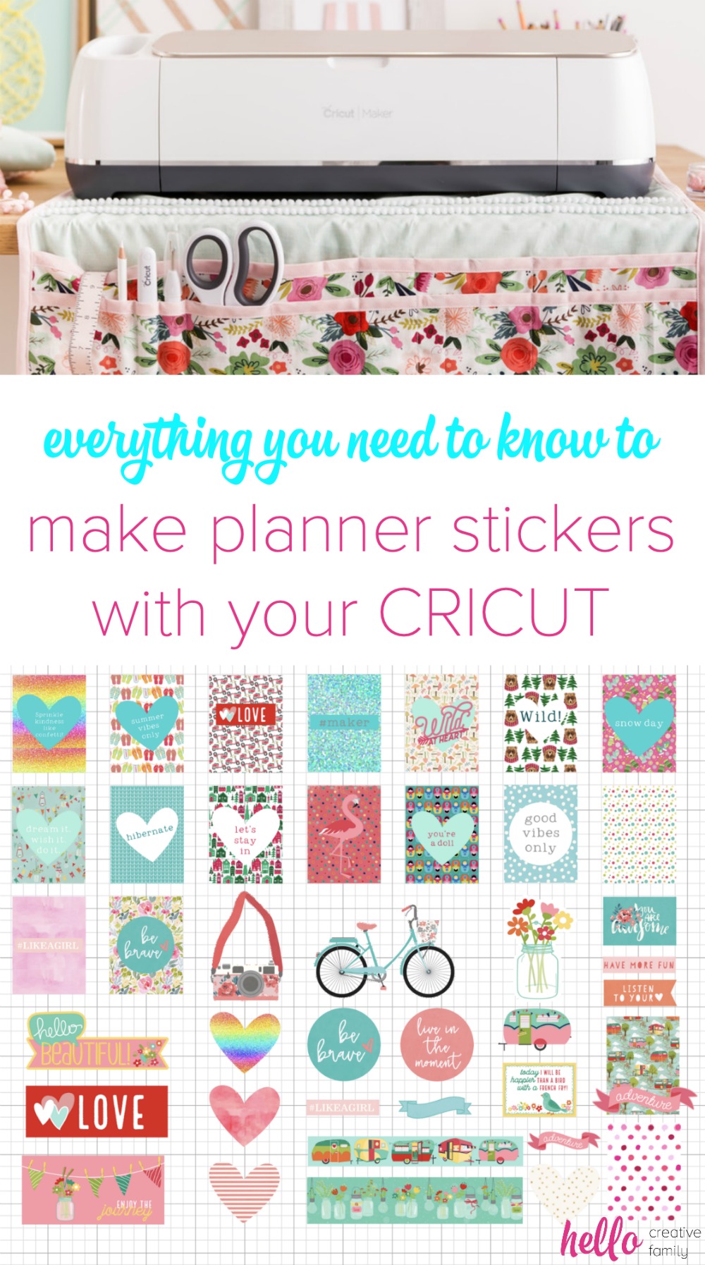 Love planners? Have a Cricut? We're sharing everything you need to know to make DIY planner stickers with your Cricut. With this step by step tutorial we're sharing how easy it is to use the print and cut function in Cricut Design Space to create amazing custom and personalized planner stickers! Perfect for whether you use a Happy Planners, Bullet Journal, Lily Pulitzer or any other planner out there! #Planners #HappyPlanner #Cricut #BulletJournal #PlannerAccessories #PlannerAddict