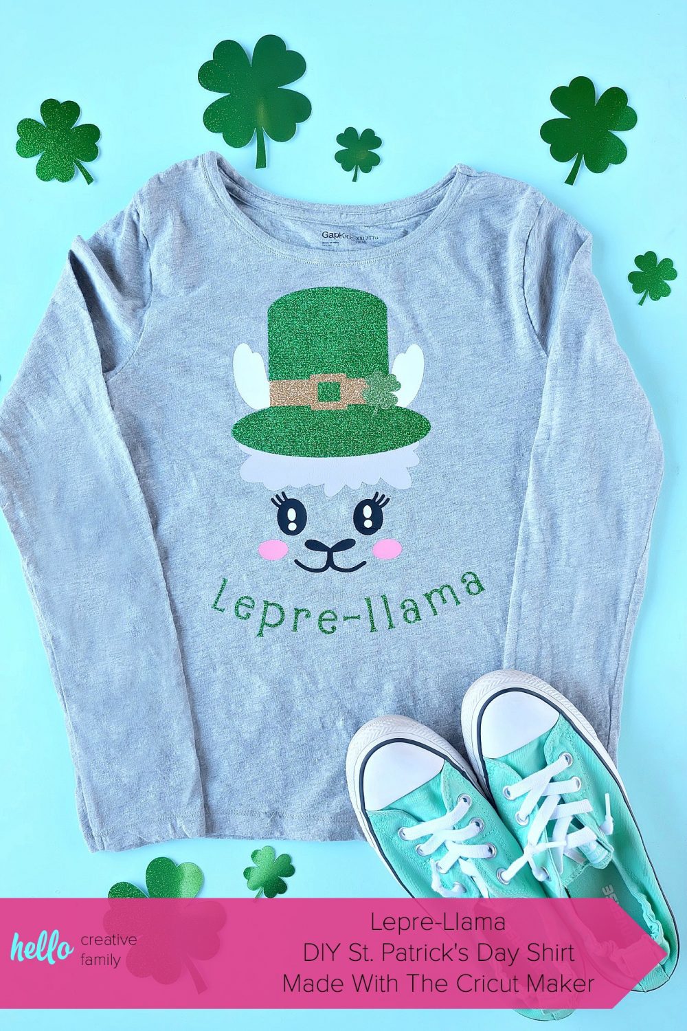 Love llamas? We're making you pinch proof with the CUTEST DIY St Patricks Day Shirt ever! Its a Lepre-llama and you can make it with your Cricut! Leprechauns have never looked cuter than with this llama twist! Includes step by step instructions including tips for layering htv. #Cricut #CricutMade #DIY #Llama #StPatricksDay #Sponsored 