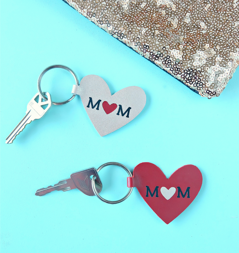 10 Minute DIY Leather Heart Mom Keychain