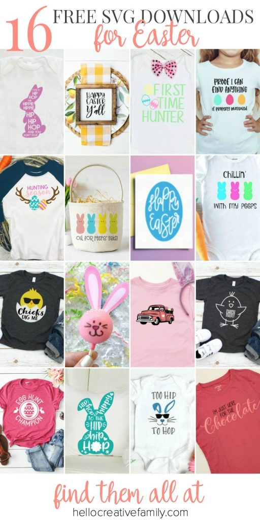 We're sharing 16 Free Easter SVG Cut Files including our very own "Chillin' With My Peeps" cut file. So pull out those Cricuts and Silhouettes and craft up an easy project! From the Easter Bunny, to adorable chicks, to Easter Eggs and Peeps! We've got your Easter crafting covered! #Cricut #Silhouette #Easter #CutFile #FreeSVG #SVG
