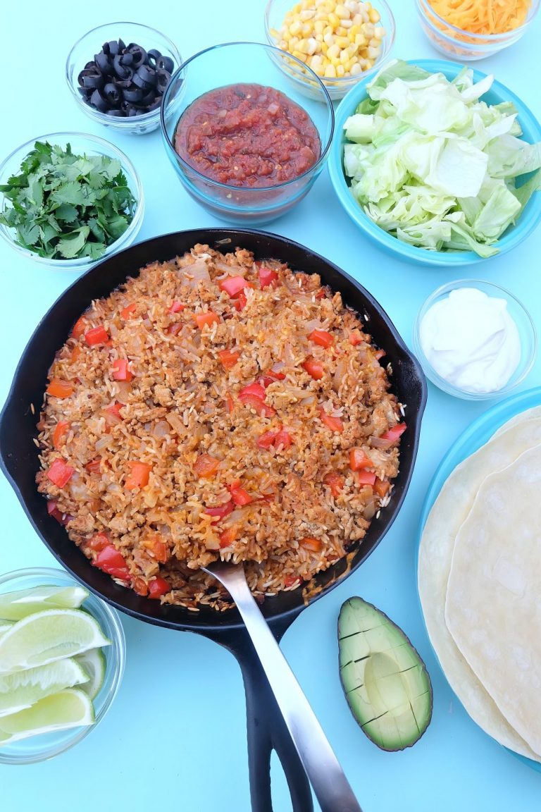 Turkey and Rice Mexican Casserole Recipe- Perfect for Filling Tacos, Burritos and Taco Salads!