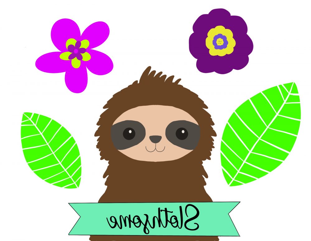 Sloth Template From Hello Creative Family Mirrored For Making DIY Sloth Pins. This fun craft will have you feeling nostalgic for the 80's! Learn how to make DIY Sloth Pins using Shrinky Dinks! Includes a free template for the sloth, flowers and leaves along with step by step photos and instructions! A super fun kids crafts that adults will enjoy too! Let's make flare pins! #Crafts #DIY #Sloths #shrinkydinks