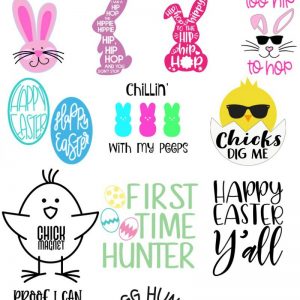 We're sharing 16 Free Easter SVG Cut Files including our very own "Chillin' With My Peeps" cut file. So pull out those Cricuts and Silhouettes and craft up an easy project! From the Easter Bunny, to adorable chicks, to Easter Eggs and Peeps! We've got your Easter crafting covered! #Cricut #Silhouette #Easter #CutFile #FreeSVG #SVG