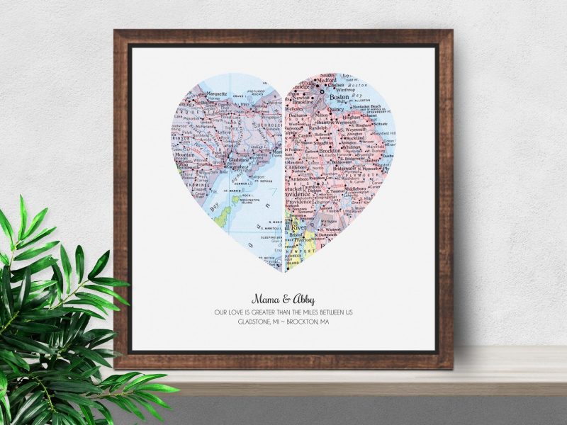 Shop Handmade Mother's Day Gift Ideas For Mom: Mom and Child In Different Cities Map Artwork from Sole Studio