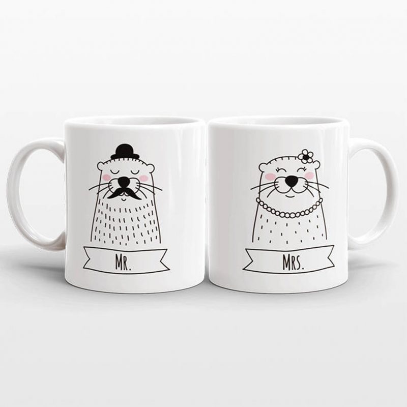 Shop Handmade Mother's Day Gift Ideas For Mom: Mr And Mrs Mugs Animal Mugs from Happy Cat Prints Co (Comes in a ton of different animals including otters, sloths, pandas and llamas!)