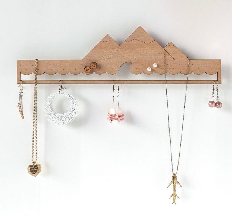Shop Handmade Mother's Day Gift Ideas For Mom: Ocean and Mountains Wood Jewelry Holder from Monstersalat