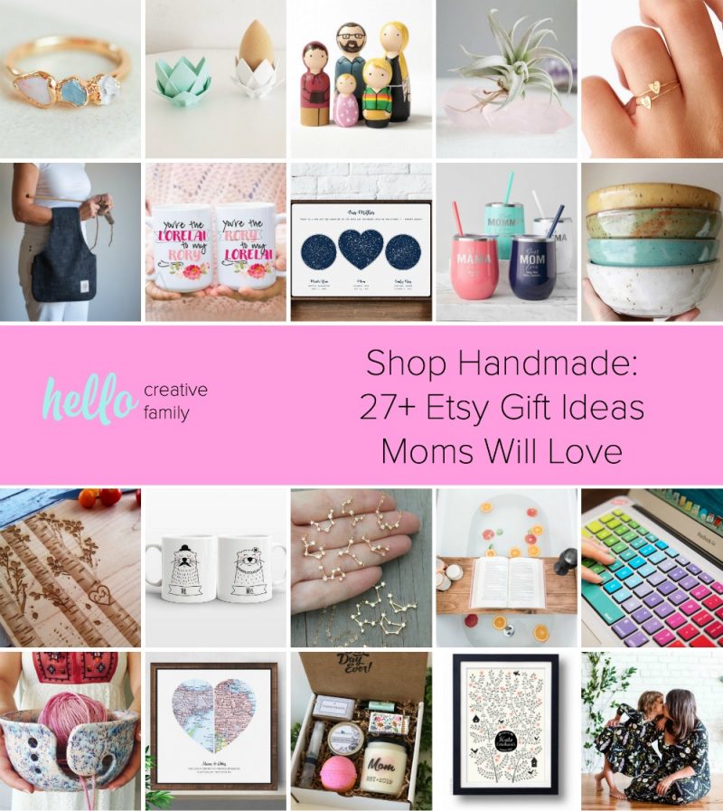 Shop Handmade: 27+ Etsy Gift Ideas Moms Will Love- Looking for an amazing Mothers Day, birthday or Christmas gift for mom? This Mothers Day Gift Guide is full of one of a kind, personalized gifts from Etsy sellers that moms will love! #Handmade #ShopHandmade #MothersDay #Etsy