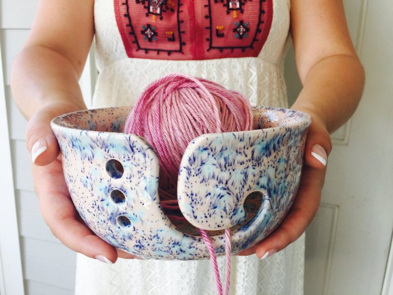 Shop Handmade Mother's Day Gift Ideas For Mom: Pink Ceramic Yarn Bowl from Creativity Happens