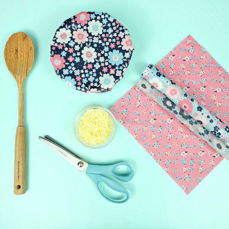 Eliminate single use plastic with this easy and low cost project. DIY Beeswax Food Wrap takes just minutes to make and lasts for years, eliminating the need for plastic wrap. Use to cover bowls and wrap sandwiches, produce and more! This project makes it easy to be environmentally friendly! #EarthDay #EcoFriendly #DIY #Kitchen #Beeswax