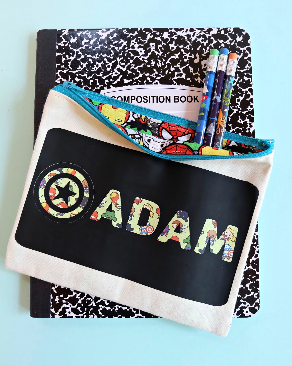 stationery bag Back to School Kids Personalised Pencil Case with Superhero 