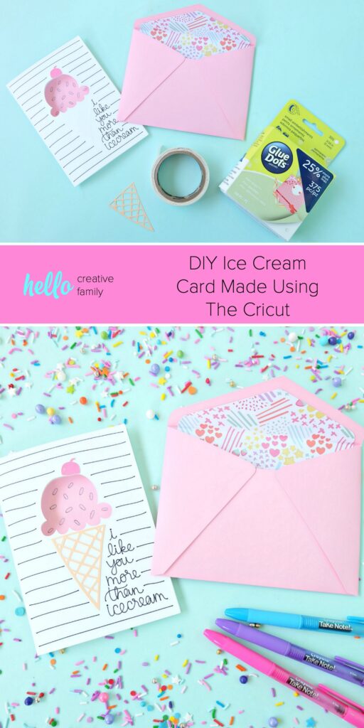 DIY an Ice Cream Card using your Cricut Maker or Cricut Explore! An easy handmade card that's perfect for birthdays and loved ones with a sweet tooth! #Cricut #CricutMade #PaperCrafts #IceCream