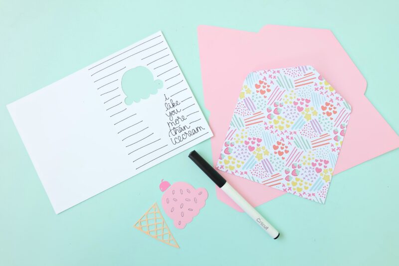 DIY an Ice Cream Card using your Cricut Maker or Cricut Explore! An easy handmade card that's perfect for birthdays and loved ones with a sweet tooth! #Cricut #CricutMade #PaperCrafts #IceCream