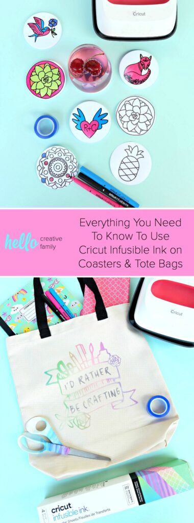 We're sharing all the tips and tricks that you need to know to use Cricut Infusible Ink! Follow along as we share step by step instructions, as well as handy hints for making Infusible Ink Coasters and an awesome rainbow crafting tote bag! #CricutMade #handmade #infusibleink #sponsored