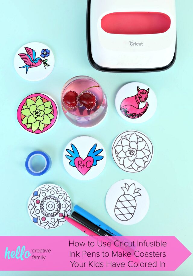 Make the cutest coasters that your kids can color in permanently using Cricut Infusible Ink! We're sharing all the tips and tricks that you need to know to use Cricut Infusible Ink! Follow along as we share step by step instructions and photos for this fun and easy project! #CricutMade #kidscrafts #infusibleink #sponsored