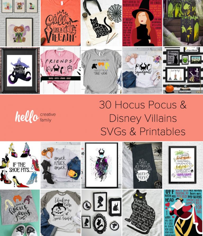 30 Hocus Pocus and Disney Villains SVGs and Printables