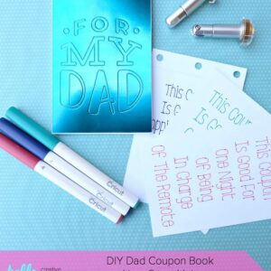 Learn how to make a DIY Dad Coupon Book using your Cricut Maker Adaptive Tools! This handmade gift is the perfect gift for Dad for Father's Day, birthdays or Christmas! #CricutMaker #DadGift #handmadegift #GiftForDad #CricutCreated #sponsored