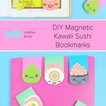 Create DIY Magnetic Kawaii Sushi Bookmarks in minutes with this quick and easy craft! Use your Cricut Maker or Cricut Explore Print and Cut Feature to make this adorable project that's perfect for inexpensive stocking stuffers and party favors! #Kawaii #KawaiiCrafts #CricutMade #CricutCreated