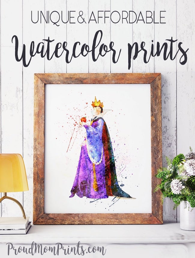 25 Hocus Pocus and Disney Villains SVGs and Printables: Disney Evil Queen Watercolor Printable from Proud Mom Art
