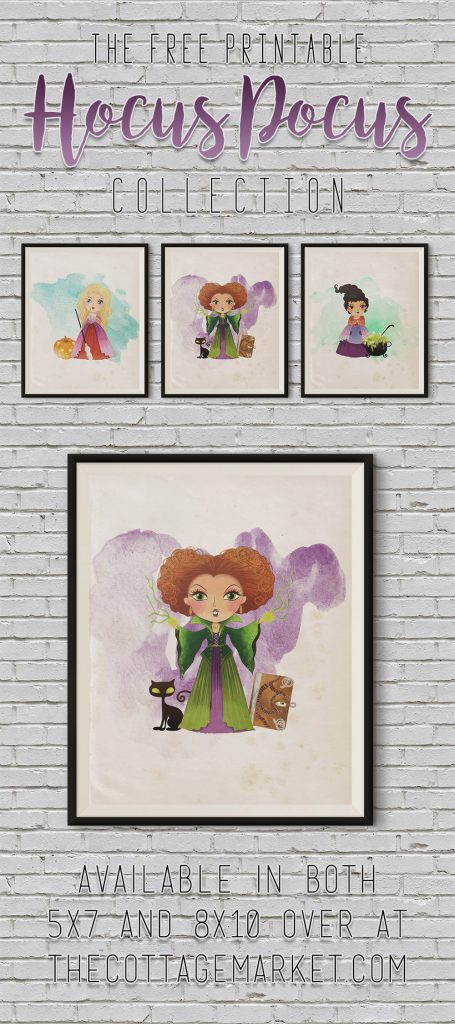 25 Hocus Pocus and Disney Villains SVGs and Printables: Watercolor Sanderson Sister Printables from The Cottage Market