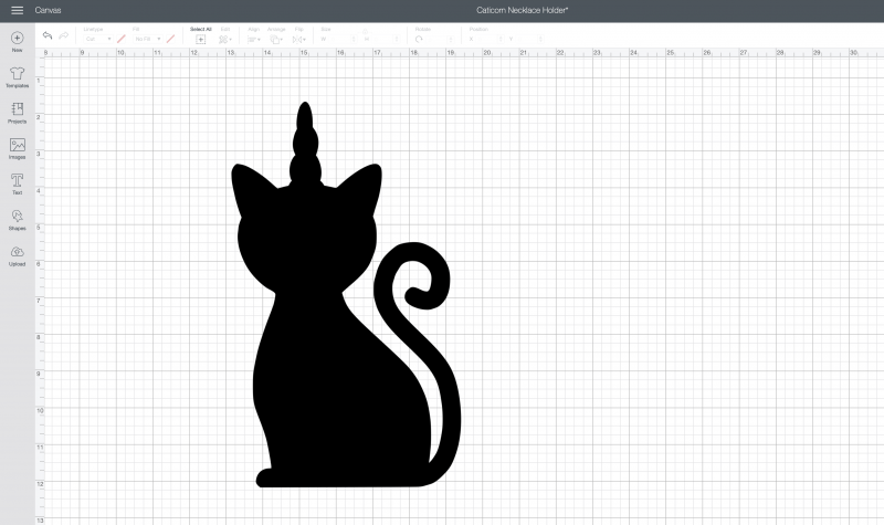 Steps for using Cricut Design Space to create a Caticorn.