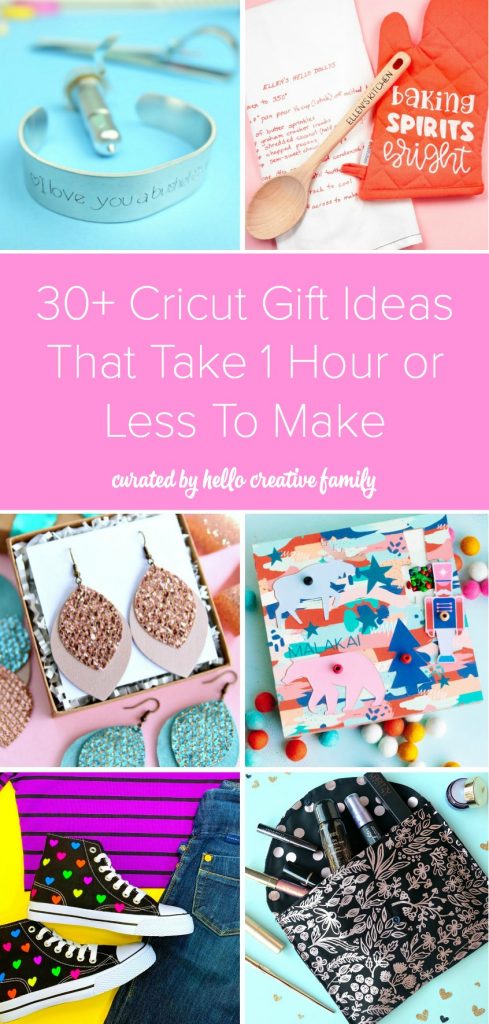 30+ Cricut Gift Ideas That Take 1 Hour Or Less To Make! Looking for an easy last minute handmade gift idea to make with your Cricut? Look no further! Includes gift ideas for moms, dads, kids, tweens and teens! #Sponsored #Cricut #CricutCreated #HandmadeGifts #CricutCrafts #DIYGifts