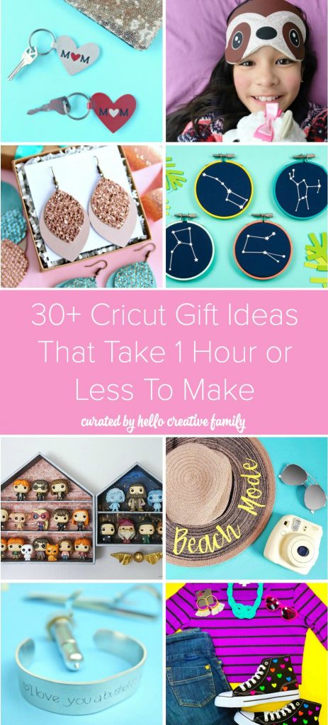 30+ Cricut Gift Ideas That Take 1 Hour Or Less To Make! Looking for an easy last minute handmade gift idea to make with your Cricut? Look no further! Includes gift ideas for moms, dads, kids, tweens and teens! #Sponsored #Cricut #CricutCreated #HandmadeGifts #CricutCrafts #DIYGifts