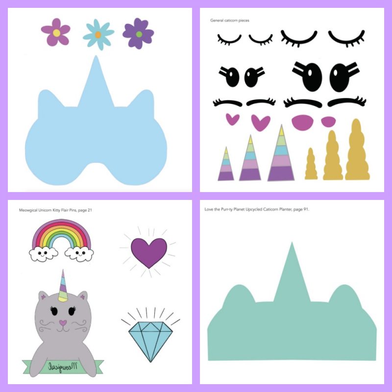 Caticorn Crafts Templates from The Book Caticorn Crafts by Crystal Allen of Hello Creative Family. #Caticorn #Unicorn #CaticornCrafts #UnicornCrafts 