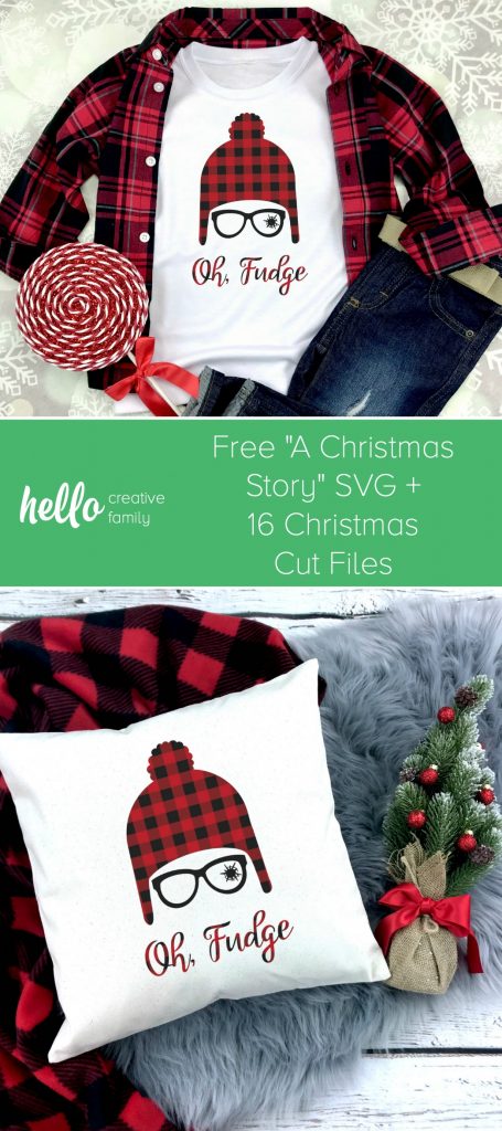We're sharing a free A Christmas Story SVG file with one of our favorite movie lines "Oh Fudge". Find this cut file along with 15 other Christmas cut files to cut with your Cricut Maker, Cricut Explore or Silhouette! #Cricut #Christmas #AChristmasStory #FreeSVG