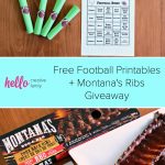 Get your end zone dance ready! We're getting you football season ready with Montana's bbq ribs and 4 free football printables perfect for the super bowl or the grey cup! Includes football bingo, drink cup labels, football napkin wraps and a touchdown banner. #MontanasRibsinSupermarket #sponsored #football #Printables