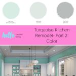 Choosing a paint color for a kitchen remodel can be hard! Hello Creative Family walks through the design process of coming up with a turquoise kitchen color palette with the help of Sherwin-Williams. #Sponsored #DIY #Kitchen #Remodel #Turquoise #Aqua #Teal
