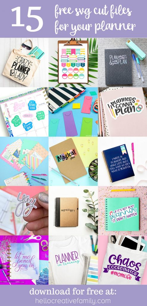We're sharing 15 free svg cut files for your planner so that you can get 2020 planning underway! Whether you use a bullet journal, a Happy Planner or an Erin Condren Life Planner you are going to love these free cut files! #SVGFiles #Planner #CutFiles #HappyPlanner